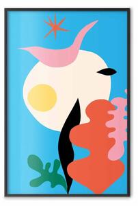 Poster: Astrazione - forme organiche dai colori intensi su sfondo blu