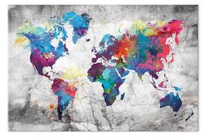 Quadro moderno Mappa del mondo: stile grigio
