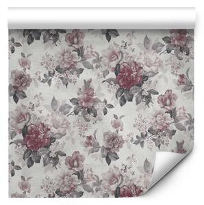Tappezzerie Peonie e lillà - fiori bianchi e rosa con foglie grigie
