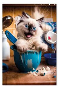 Quadro AI gatto ragdoll - soffice in cucina, verticale