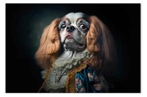 Quadro su tela AI cane king charles spaniel - aristocratico, fiero, orizzontale