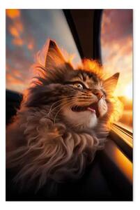 Quadro AI gatto maine coon - verso tramonto, verticale