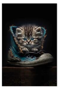 Quadro moderno AI gatto maine coon - occhi azzurri, scarpa, verticale