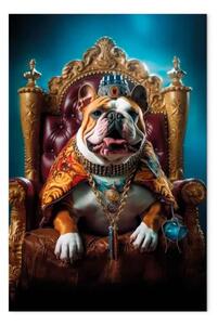 Quadro AI cane bulldog inglese - re su un trono - verticale