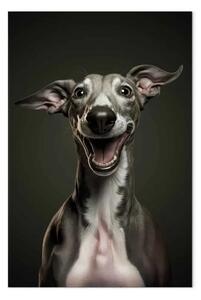Quadro contemporaneo AI cane levriero - sorriso ampio, verticale