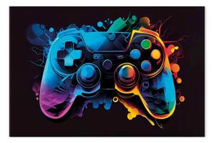 Quadro contemporaneo Gameplay colorato - controller di gioco illuminato in modo multicolore