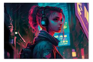 Quadro moderno Screen girl - donna come personaggio di un gioco per computer