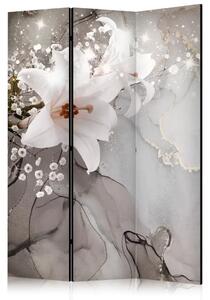 Paravento design Profumo di primavera - fiori di magnolia su uno sfondo chiaro astratto