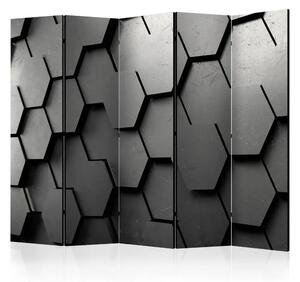 Paravento Cancello nero II - astrazione geometrica su sfondo scuro