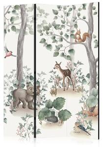 Paravento design Racconto della foresta - paesaggio ad acquerello per bambini