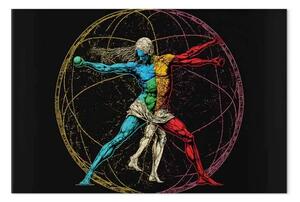 Quadro su tela Atleta vitruviano - composizione ispirata all'opera di da Vinci