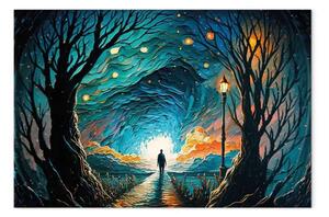 Quadro Camminare stelle - figura notturna