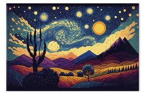 Quadro contemporaneo Paesaggio impressionista - stelle montagne