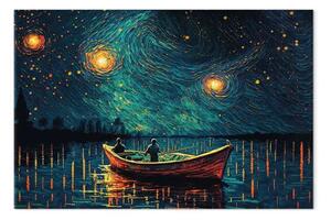 Quadro contemporaneo Notte stellata - paesaggio impressionista