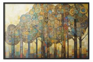 Poster: Alberi a mosaico - astrazione generata dall'IA con motivo forestale