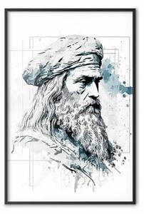 Poster: Da Vinci - ritratto in bianco e nero dell'artista generato dall'IA