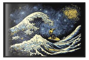 Poster: Surf di notte - immagine impressionistica generata dall'IA