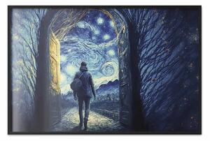 Poster: Porta del mondo notturno - astrazione ispirata all'opera di van Gogh