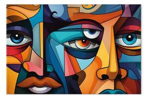 Quadro Volti colorati - composizione geometrica nello stile di Picasso