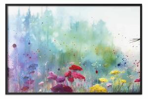 Poster: Fiori multicolori - composizione pittorica con foresta AI