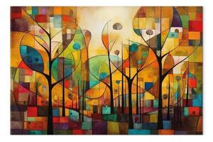 Quadro Foresta colorata - geometrico Klimt