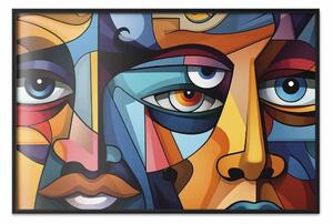 Poster: Volti cubisti - composizione geometrica nello stile di Picasso