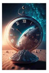 Quadro moderno Orologio planetario - un'astrazione con un motivo di tempo e spazio