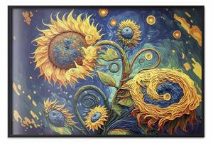 Poster: Girasoli di notte - composizione floreale ispirata a Van Gogh