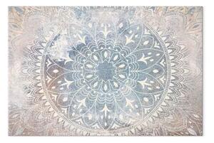 Quadro Mandala - ornamento luminoso color crema su sfondo blu