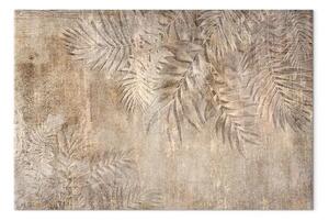 Quadro moderno Schizzo di foglie di palma - composizione beige con motivo floreale
