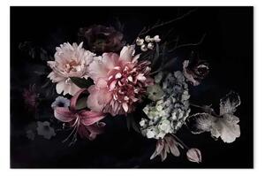 Quadro moderno Bouquet olandese - composizione di fiori su sfondo nero