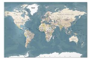 Quadro moderno Mappa del mondo retrò - mappa politica vintage con colori sbiaditi