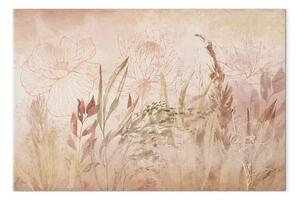 Quadro contemporaneo Giardino bohémien - fiori rosa beige