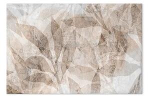 Quadro su tela Astrazione di ombre - forme intrecciate e contorno beige di foglie