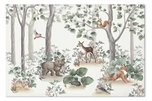 Quadro moderno Storia foresta - acquerello animali