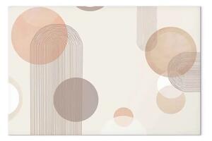 Quadro su tela Fontana - sottile astrazione beige con cerchi marroni