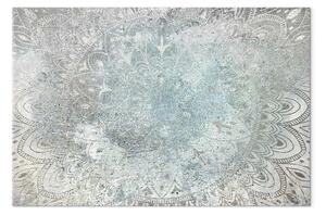 Quadro su tela Mandala - ornamento luminoso in colori patinati su sfondo naturale