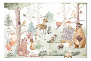 Quadro contemporaneo Scuola foresta - orso insegna