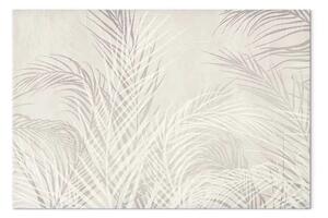 Quadro su tela Palme al vento - rami grigi con foglie su sfondo beige chiaro