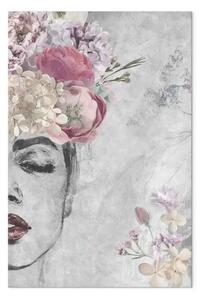 Quadro moderno Fiori capelli - volto schizzo