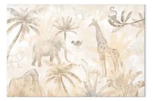 Quadro moderno Safari tropicale - animali selvatici in tonalità beige