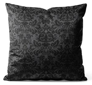 Cuscino in velluto Elegante ornamento - composizione nera con motivi simmetrici