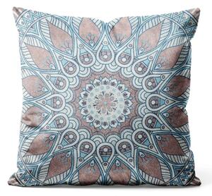Cuscino in velluto Mandala blu - composizione decorativa con ornamenti orientali