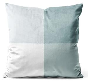 Cuscino in velluto Quadrati blu - composizione geometrica con diverse sfumature