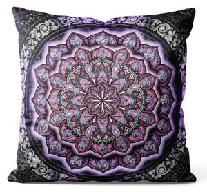 Cuscino in velluto Mandala viola - composizione con ornamenti orientali
