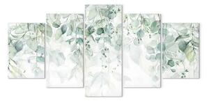 Quadro su tela Piante a pastello - foglie di un verde delicato su sfondo bianco