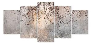 Quadro contemporaneo Albero decorativo - rami delicati con fiori nei colori del mattino