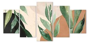 Quadro contemporaneo Grandi foglie - piante beige marrone