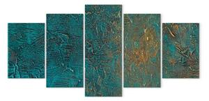 Quadro contemporaneo Specchio azzurro - astrazione verde scuro con accenti di luce