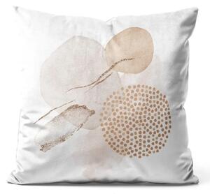 Cuscino in velluto Forme beige - composizione tenue con forme acquerellate